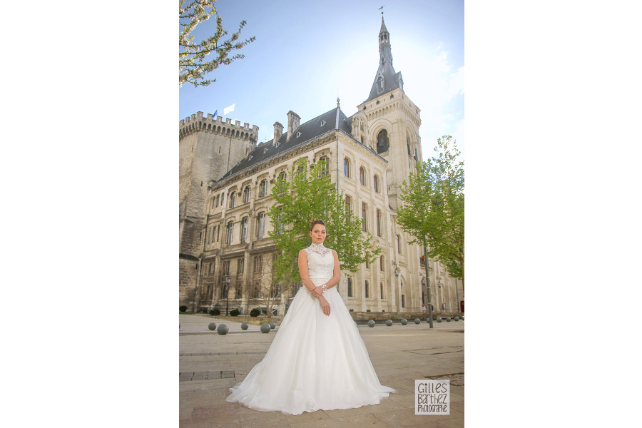 photo mariée mairie angouleme charente grand angle bleu vert blanc