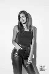 shooting thematique mannequin studio cuir noir BW angouleme